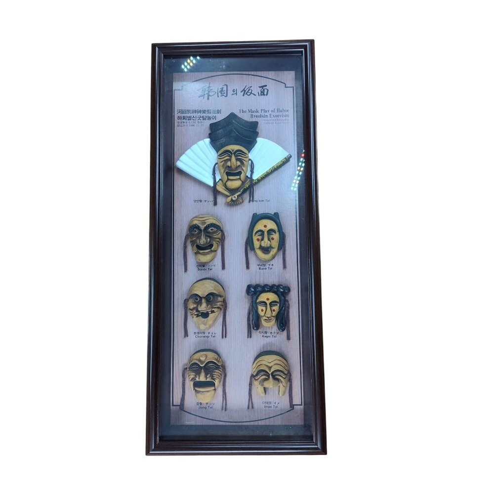 Vintage Korean "The Mask Play of Hanoe Byelosin Exorcism" Shadow box